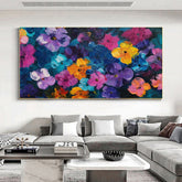 Original Colorful Flower Painting on Canvas Abstract Floral Minimalist Art Boho Wall Art Decor Modern Acrylic Painting Living Room Decor Online